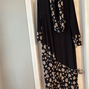 Elegant Black and Cream Polka Dot Dress
